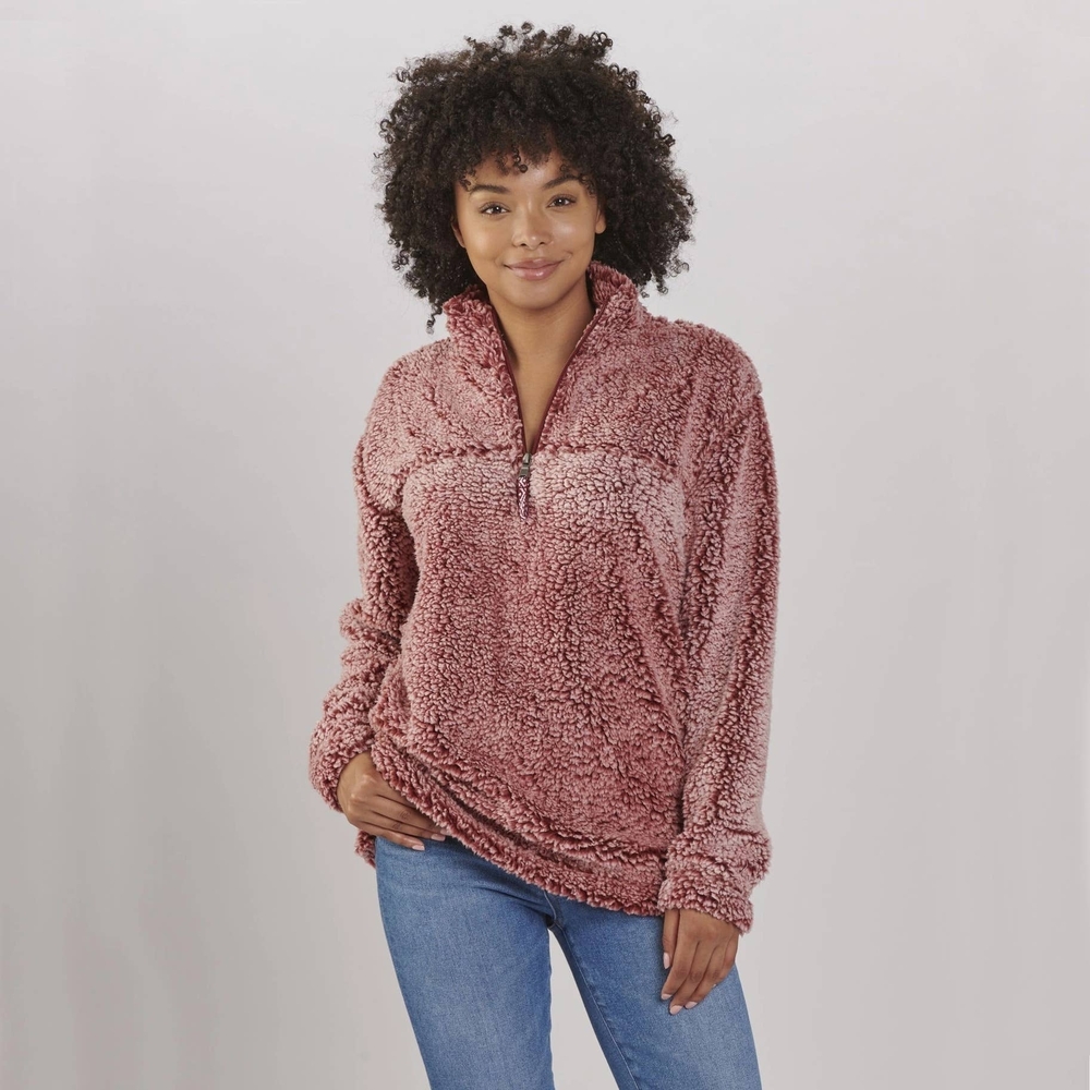 Boxercraft Women's Pink Sherpa Quarter-Zip Sweatshirt